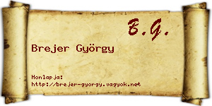 Brejer György névjegykártya