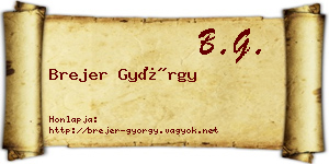Brejer György névjegykártya